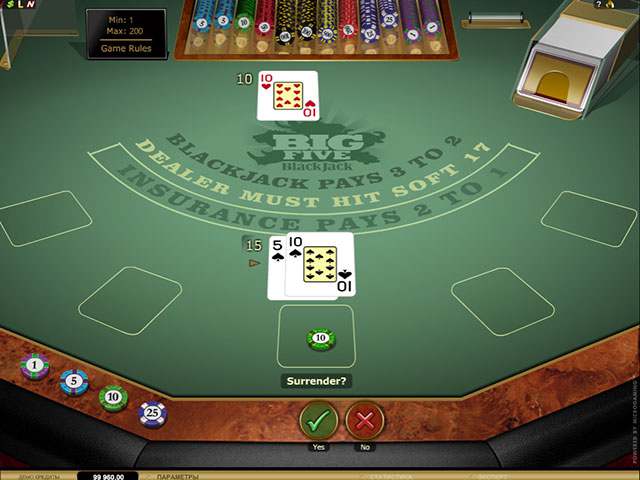 Big 5 Blackjack Gold Microgaming screenshot
